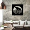 Palm Trees Sunset Metal Artwork, Tropical Wall Art Decor, Palm Tree Metal Wall Hanging