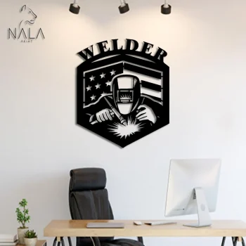 American Flag Welder Wall Hanging, Welder Design Metal Sign, Living Room Wall Art Decor, Perfect Gift For Welders