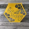 Bee Happy Metal Honey Bee Sign, Cut Metal Sign, Metal Wall Art, Metal House Sign