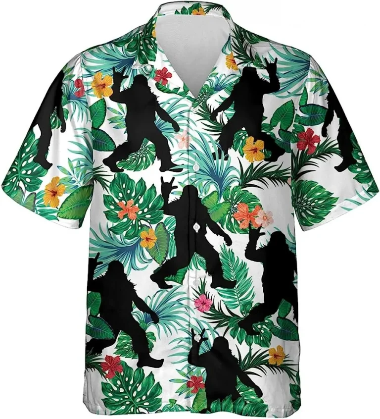Bigfoot Rock Tropical Pattern Hawaiian Shirt For Men Women, Bigfoot Shirt, Sasquatch Summer Aloha Shirt, Beach Style Button Down Shirt
