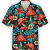 Mushroom And Flower Hawaiian Shirt, Mushroom Button Vintage Aloha Hawaii Shirt, Casual Printed Beach Summer Shirt, Family Aloha Shirt