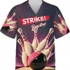 Strike Bowling Hawaiian Shirt, Bowling Shirt, Vintage Hawaii Beach Shirt, Casual Printed Beach Summer Shirt, Button Down Shirt For Bowling Lover