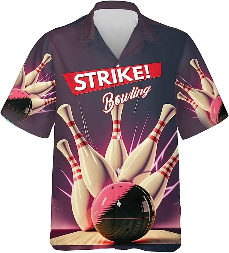 Strike Bowling Hawaiian Shirt, Bowling Shirt, Vintage Hawaii Beach Shirt, Casual Printed Beach Summer Shirt, Button Down Shirt For Bowling Lover