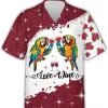 Funny Parrots Love Wine Glitter Hawaiian Shirt, Parrot Vintage Beach Shirt, Button Down Hawaiian Shirt, Aloha Vibes Beach Shirt, Summer Aloha Shirt
