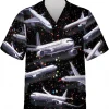 Vintage Airplane Button Down Hawaiian Shirt For Men, Airplane Short Sleeve Hawaiian Shirt, Casual Printed Beach Summer Shirt, Pilots Aloha Shirt