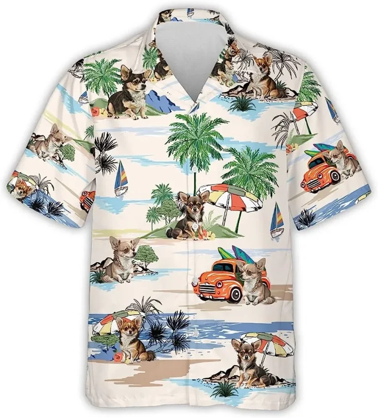 Chihuahua Dog Tropical Pattern Hawaiian Shirts, Button Vintage Aloha Hawaii Shirt, Summer Beach Shirt, Button Down Shirt, Gift For Dog Lovers