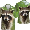 Lovely Raccoon Hawaiian Shirt For Men Women, Raccoon Summer Beach Shirts, Hawaiian Casual Button Down Shirt, Aloha Summer Shirt, Raccoon Lover Gift