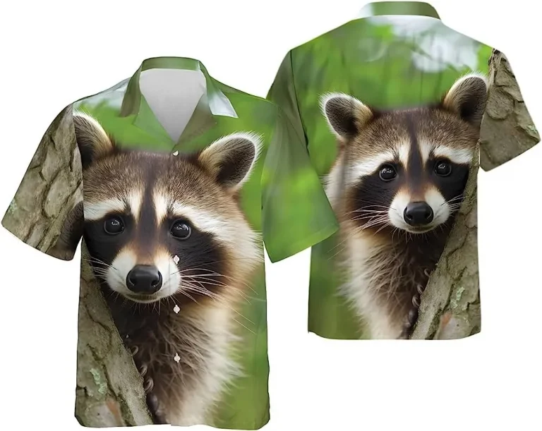 Lovely Raccoon Hawaiian Shirt For Men Women, Raccoon Summer Beach Shirts, Hawaiian Casual Button Down Shirt, Aloha Summer Shirt, Raccoon Lover Gift
