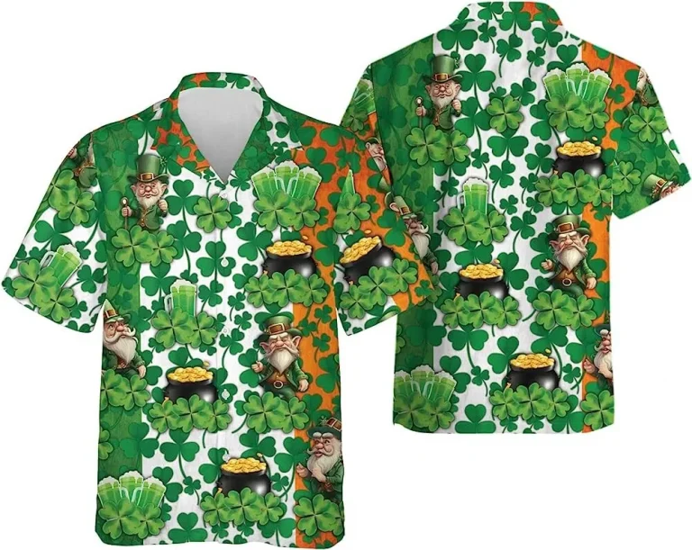 Patrick Day Shamrock Aloha Shirt, St. Patrick's Day Hawaiian Shirt For Men Women, Button Down Summer Beach Shirt, Aloha Shirt