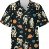 Astronaut In Space Hawaiian Shirt, Astronaut Casual Printed Beach Summer Shirt, Spacecraft Button Vintage Aloha Hawaii Shirt, Best Gift For Men