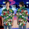Bowling Aloha Tropical Hawaiian Shirt, Casual Printed Beach Summer Shirt, Bowling Party Shirt, Aloha Vibes Beach Shirt, Short Sleeve Shirt