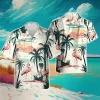 Flamingo Tropical Pattern Print Shirt, Flamingo Hawaiian Shirt, Flamingo Button Vintage Aloha Hawaii Shirt, Tropical Beach Shirt, Summer Aloha Shirt