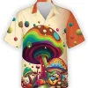 Colorful Mushroom Playing Guitar Hawaiian Shirt, Mushroom Hawaiian Casual Button Down Shirt, Summer Aloha Shirt, Family Hawaiian Beach Shirt