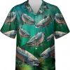 Salmon Fish Summer Men Hawaiian Shirt, Fisherman Shirt, Fishing Gift, Hawaiian Style Shirts, Button Down Shirt, Vacation Shirt