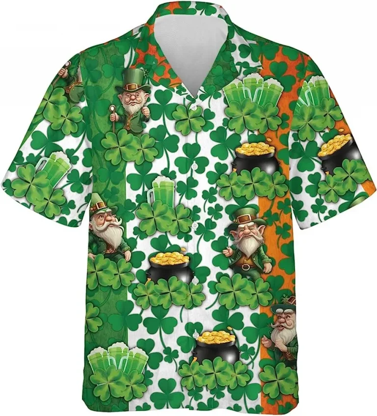 Patrick Day Shamrock Aloha Shirt, St. Patrick's Day Hawaiian Shirt For Men Women, Button Down Summer Beach Shirt, Aloha Shirt