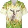 Baby Goat And Wheat Hawaiian Shirt, Farming Hawaiian Aloha Shirt, Short Sleeve Button Down Hawaiian Shirt, Aloha Summer Shirt For Farmers
