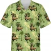 Funny Aloha T Rex Tropical Pattern Hawaiian Shirt, Dinosaur Casual Button Down Hawaiian Shirt, Tropical Beach Shirt, Summer Aloha Shirt