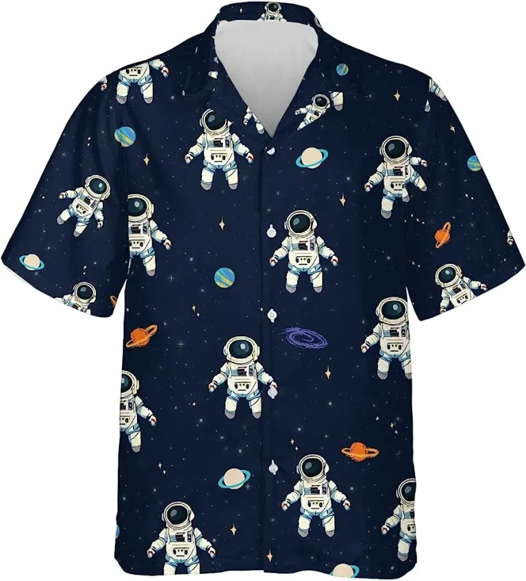 Astronaut And Galaxy Hawaiian Shirt For Men Women, Astronaut Hawaiian Casual Button Down Shirt, Hawaiian Style Shirts, Summer Beach Shirt