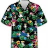 Disc Golf Tropical Pattern Shirt For Men Women, Disc Golf Hawaiian Shirt, Sport Button Down Hawaiian Shirt, Casual Printed Beach Summer Shirt