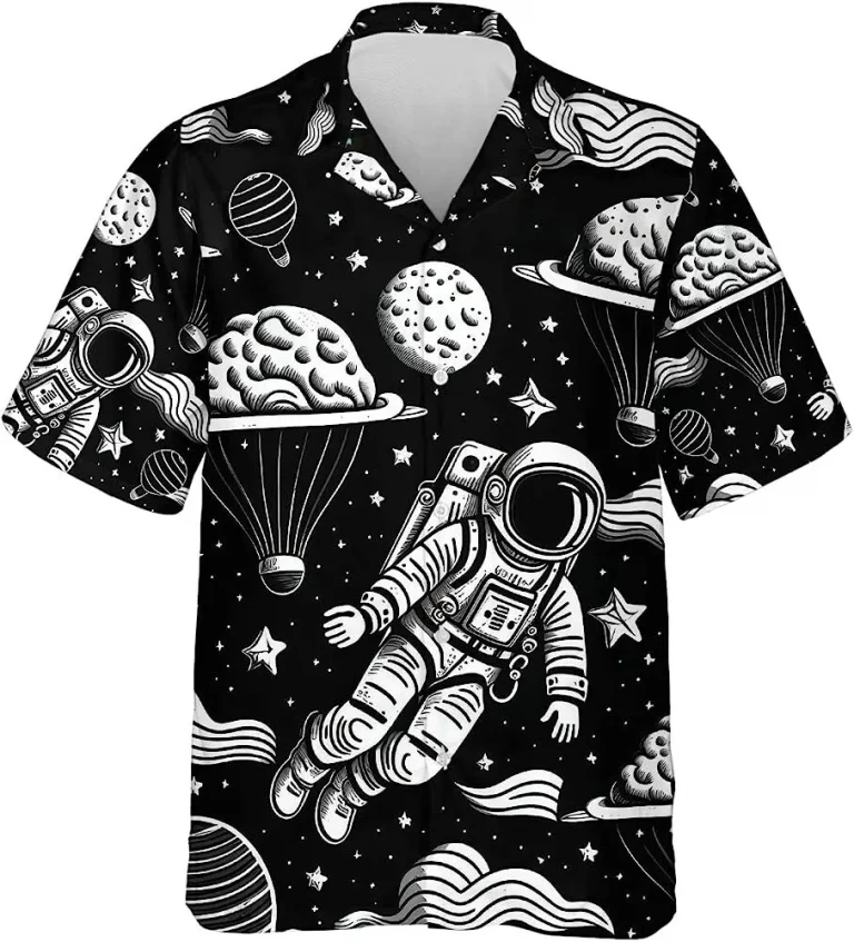 Vintage Astronaut Summer Mens Hawaiian Shirt, Astronaut In Space Vintage Hawaii Beach Shirt, Hawaiian Style Shirts, Summer Beach Hawaiian Shirt