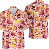 Strawberries And Chocolate Cakes Hawaiian Shirt, Sweet Cakes Shirt, Beach Style Button Down Shirt, Short Sleeve Shirt, Gift For Sweet Tooth