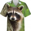 Lovely Raccoon Hawaiian Shirt For Men Women, Raccoon Summer Beach Shirts, Hawaiian Casual Button Down Shirt, Aloha Summer Shirt, Raccoon Lover Gift