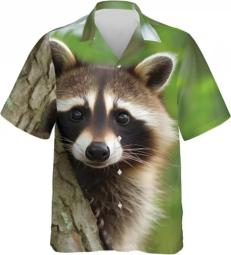 Lovely Raccoon Hawaiian Shirt For Men Women, Raccoon Summer Beach Shirts, Hawaiian Casual Button Down Shirt, Aloha Summer Shirt, Raccoon Lover Gift