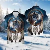 Native Wolf Moon And Dream Catcher Mens Hawaiian Shirt, Wolf Hawaiian Casual Button Down Shirt, Summer Beach Shirt, Vacation Shirt