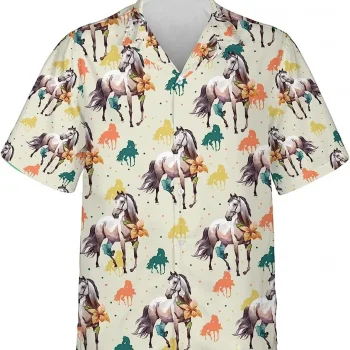 Vintage Horse Hawaiian Shirt, Horse Shirt, Horse Gift, Casual Button Down Shirt, Hawaiian Style Shirt, Summer Beach Shirt, Best Gift For Men