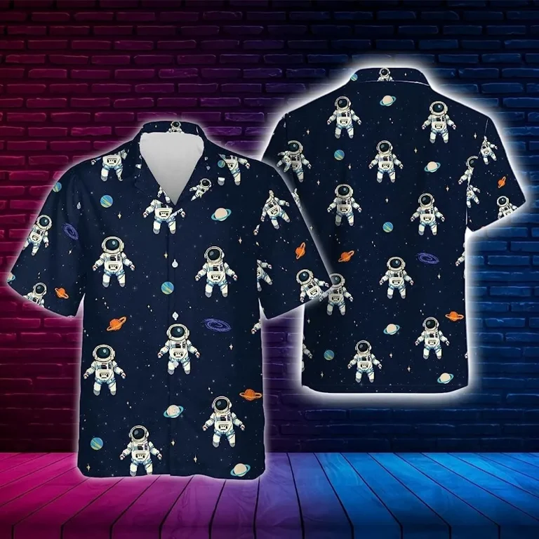 Astronaut And Galaxy Hawaiian Shirt For Men Women, Astronaut Hawaiian Casual Button Down Shirt, Hawaiian Style Shirts, Summer Beach Shirt