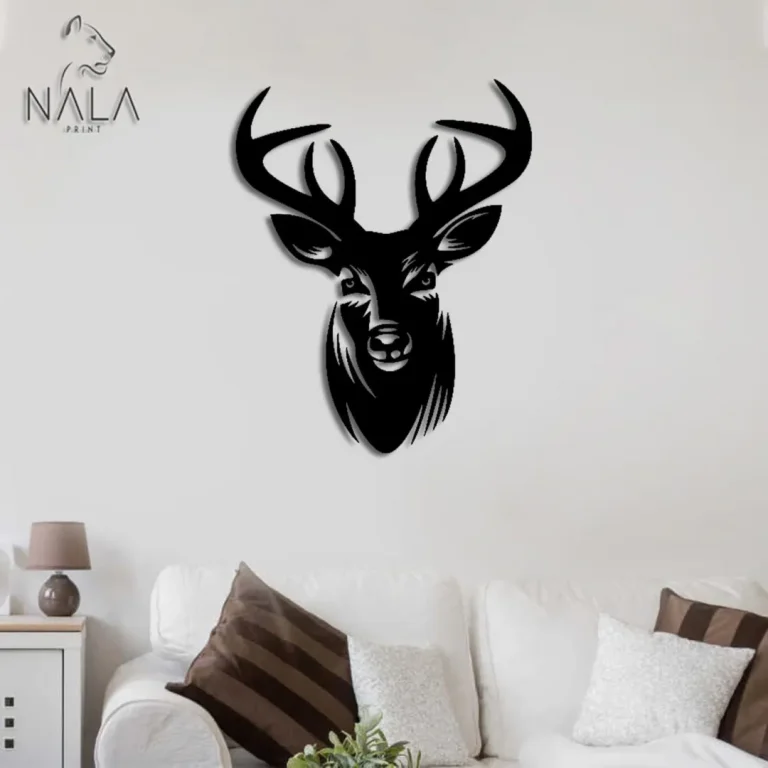 Deer Head Metal Artwork, Deer Design Wall Art, Wild Animals Metal Wall Hanging Decor, Home Decoration