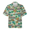 Tropical Pontoon Hawaiian Shirt For Men Women, Pontoon Summer Beach Shirt, Tropical Pattern Aloha Shirts, Ship Button Down Short Sleeve Hawaiian Shirt