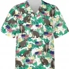 Raccoon American Flag Tropical Hawaiian Shirt, Raccoon Aloha Shirt, Casual Printed Beach Summer Shirt, Short Sleeve Button Down Hawaiian Shirt