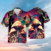 Magic Mushroom Vintage Hawaiian Shirt For Men, Mushroom Casual Button Down Short Sleeve Shirt, Summer Aloha Shirt, Hawaiian Style Shirt