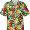 Fire Hydrant Tropical Pineapple Hawaiian Aloha Shirt For Men Women, Firefighter Hawaiian Shirt, Beach Style Button Down Shirt, Summer Beach Shirt