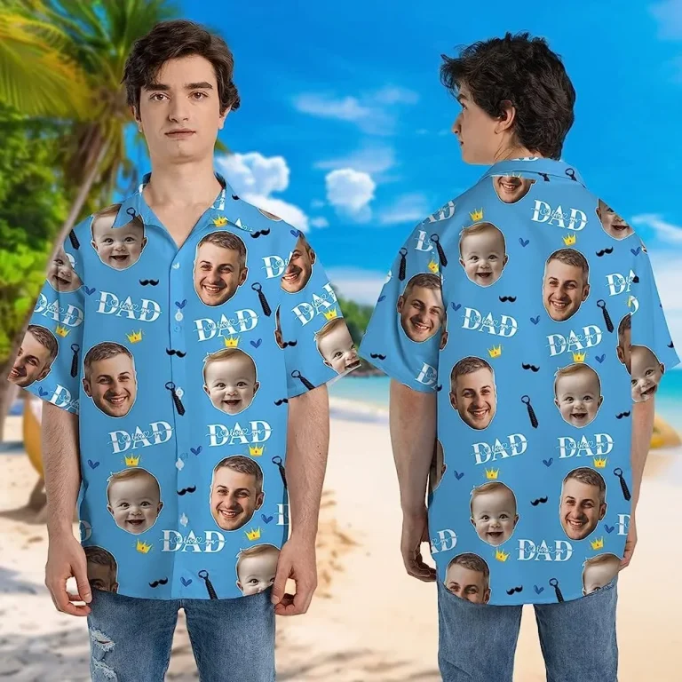 Personalized Photo I Love You Dad Hawaiian Shirts For Men, Father's Day Gift, Custom Shirt, Custom Photo Face Shirt, Casual Printed Beach Summer Shirt