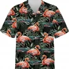 Flamingo Tropical Pattern Shirt For Men Women, Flamingo Hawaiian Shirt, Summer Beach Shirt, Summer Vacation Hawaiian Shirt, Tropical Summer Shirt