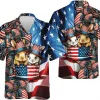 American Flag Easter Bunny Hawaiian Shirt, Summer Beach Aloha Button Down Short Sleeve Mens Hawaiian, Patriotic Shirt, Rabbit Shirt, Us Flag Shirt