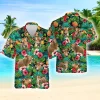 Cow And Hibiscus Flower Tropical Beach Shirt, Cow Summer Hawaiian Shirts For Men, Button Down Shirt, Short Sleeve Hawaiian Aloha Shirt