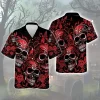 Floral Skull Summer Mens Hawaiian Shirt, Skull Summer Beach Shirt, Short Sleeve Button Down Hawaiian Shirt, Summer Aloha Shirt, Hawaiian Style Shirt