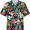 Raccoon Tropical Flower Hawaiian Shirt For Men Women, Beach Style Button Down Shirt, Tropical Beach Shirt, Short Sleeve Summer Beach Shirt