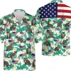 Raccoon American Flag Tropical Hawaiian Shirt, Raccoon Aloha Shirt, Casual Printed Beach Summer Shirt, Short Sleeve Button Down Hawaiian Shirt
