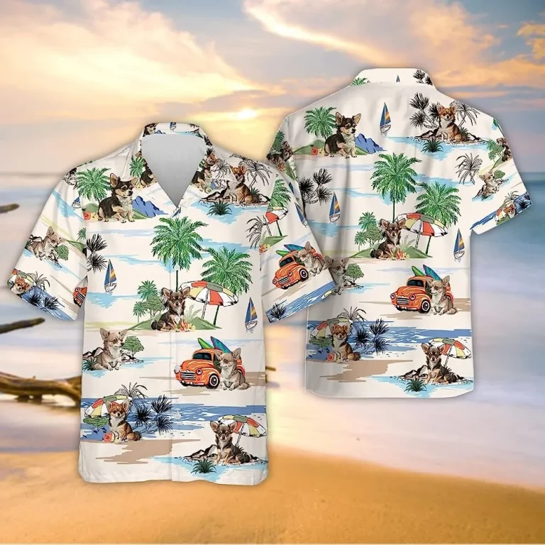 Chihuahua Dog Tropical Pattern Hawaiian Shirts, Button Vintage Aloha Hawaii Shirt, Summer Beach Shirt, Button Down Shirt, Gift For Dog Lovers