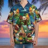 Marshmallow Camping Hawaiian Shirt, Chocolate Night Shirt, Short Sleeve Button Down Hawaiian Shirt, Aloha Vibes Beach Shirt