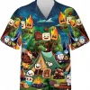 Marshmallow Camping Hawaiian Shirt, Chocolate Night Shirt, Short Sleeve Button Down Hawaiian Shirt, Aloha Vibes Beach Shirt