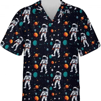 Space Astronaut Hawaiian Shirt For Men Women, Astronaut Casual Button Down Short Sleeve Shirt, Vintage Hawaii Beach Shirt, Summer Aloha Shirt