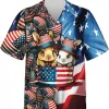 American Flag Easter Bunny Hawaiian Shirt, Summer Beach Aloha Button Down Short Sleeve Mens Hawaiian, Patriotic Shirt, Rabbit Shirt, Us Flag Shirt