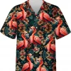 Flamingo Tropical Pattern Summer Mens Hawaiian Shirt, Flamingo Button Down Shirt, Hibiscus Flower Hawaiian Shirt, Summer Beach Shirt, Vacation Shirt