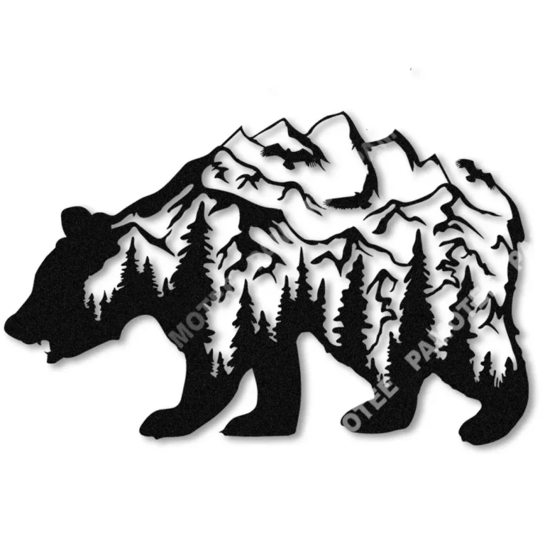 Bear And Mountain Metal Art, Gift For Him, Father's Day Gift