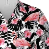 Pink Flamingo, Black Parrots And Plants Hawaii Shirt, 3d T-shirt, Aloha Shirt For Mens, Womens